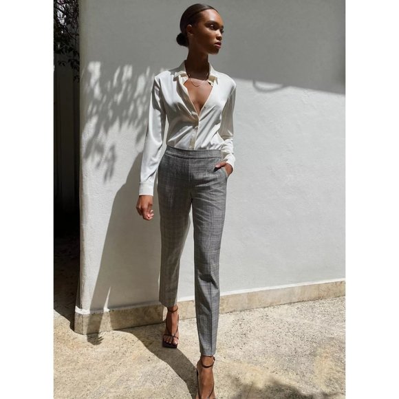 Aritzia Babaton Conan Cashmere Wool Stretch Dress Pant Crop Trousers Plaid Check - Picture 5 of 16